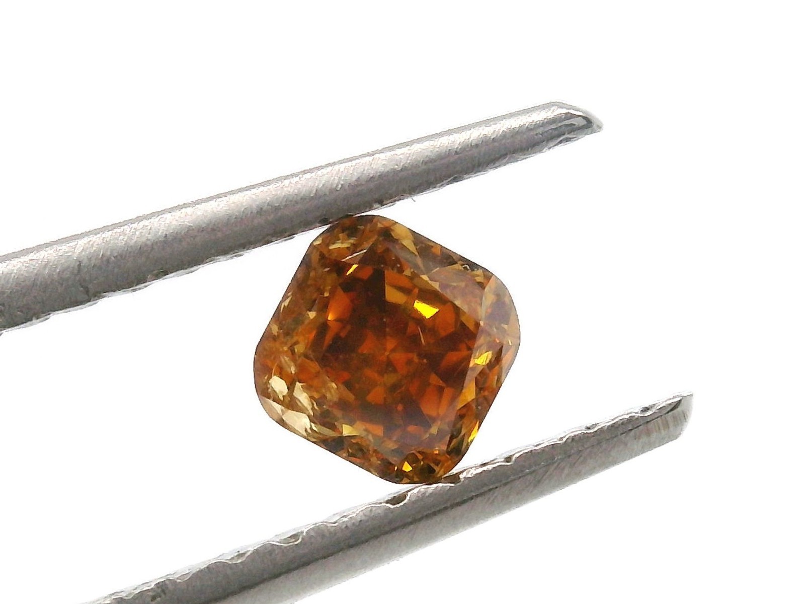 0.49ct GIA Natural Fancy Deep Brown Orange diamond, I2 Cushion certified square