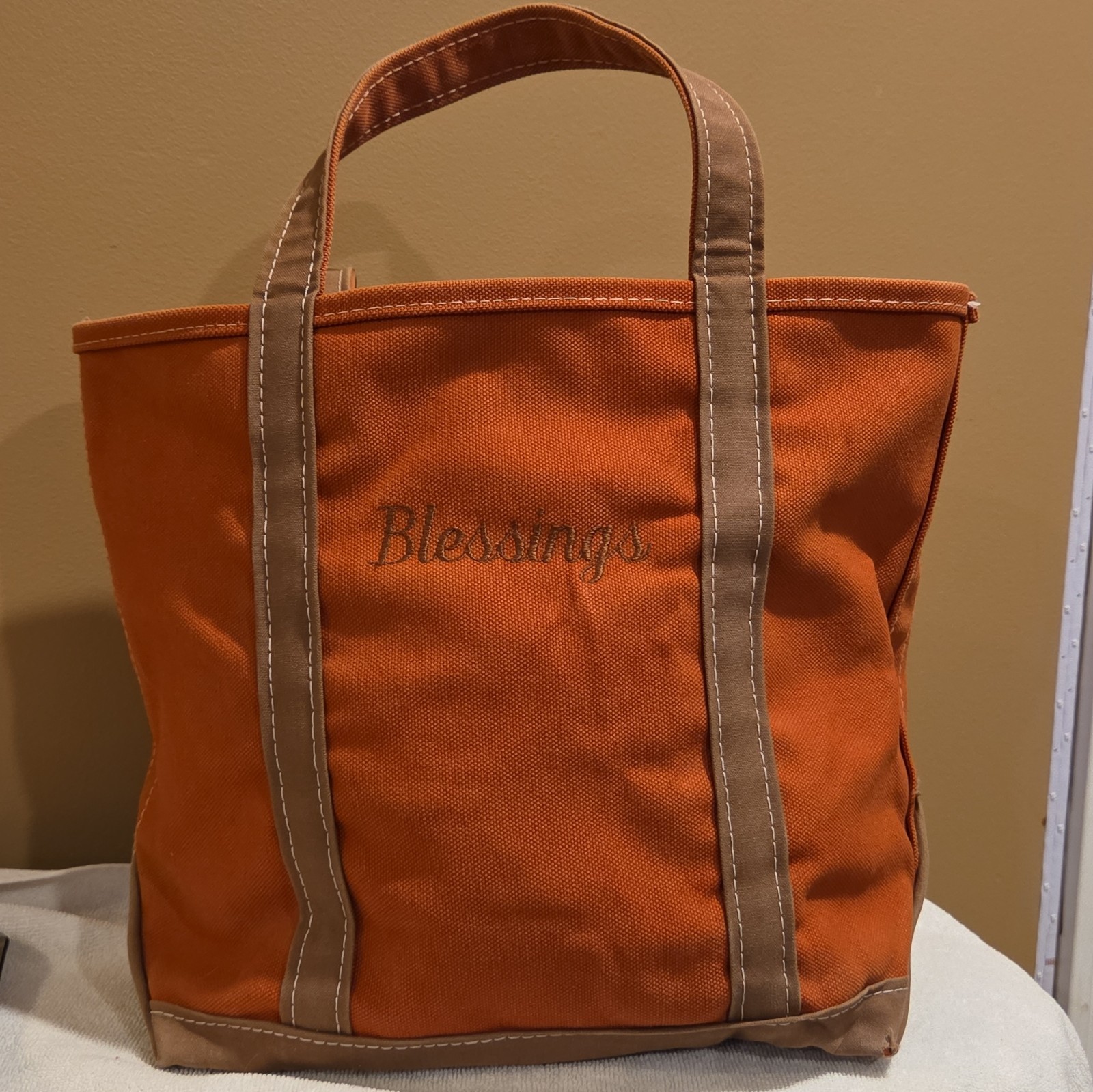 Vintage L.L. Bean Boat and Tote Canvas Bag Rust/ Burnt Orange Brown Made In USA Vintage L.L. Bean Boat and Tote Canvas Bag Rust/ Burnt Orange Brown Made In USA