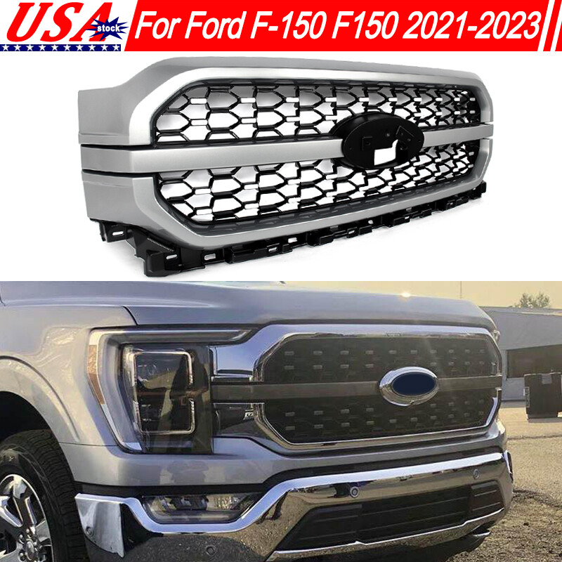 Iconic Silver Front Bumper Grille Replace For Ford F-150 Platinum 2021 2022 2023