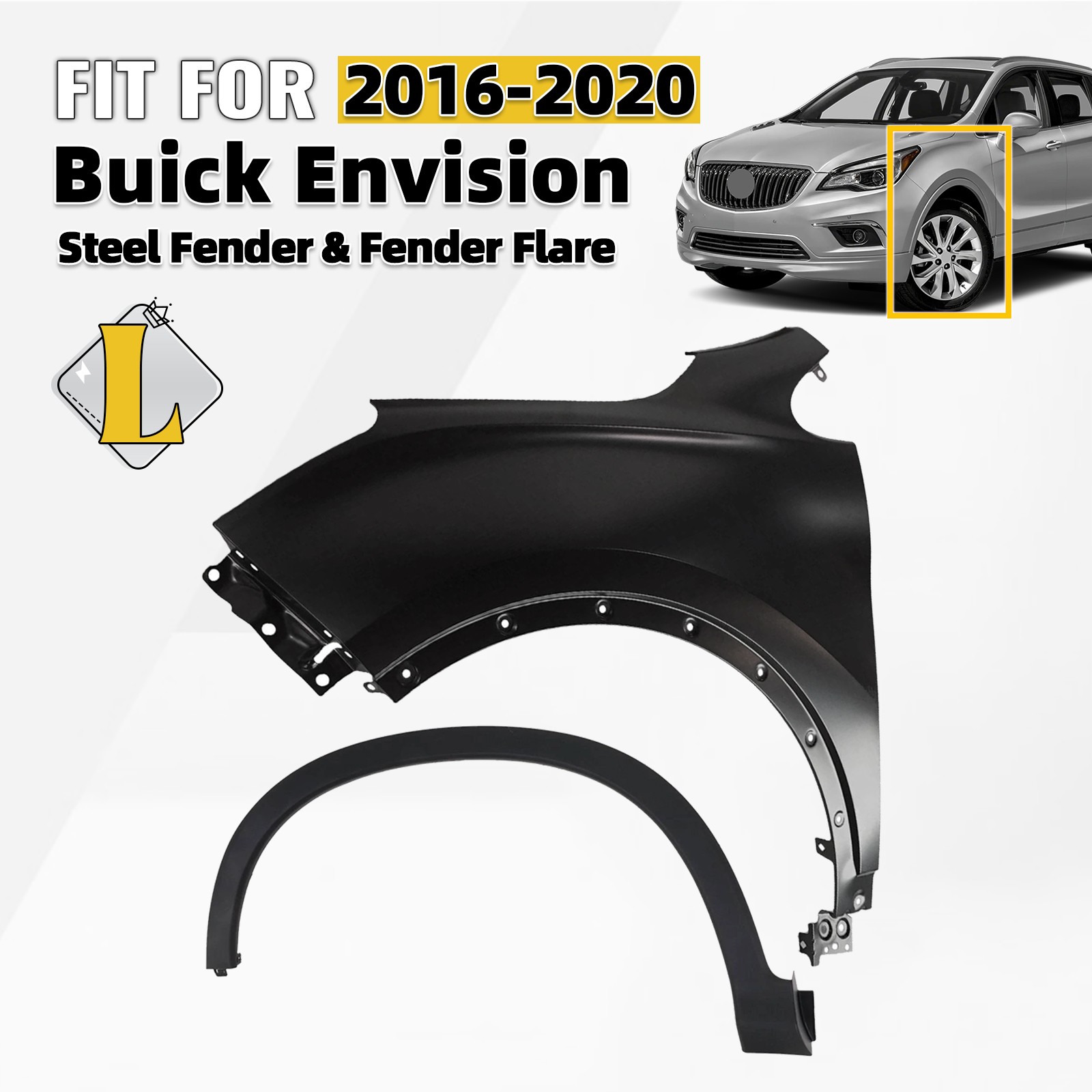 For 2016-2020 Buick Envision Front Left Driver Steel Fender & Wheel Fender Flare