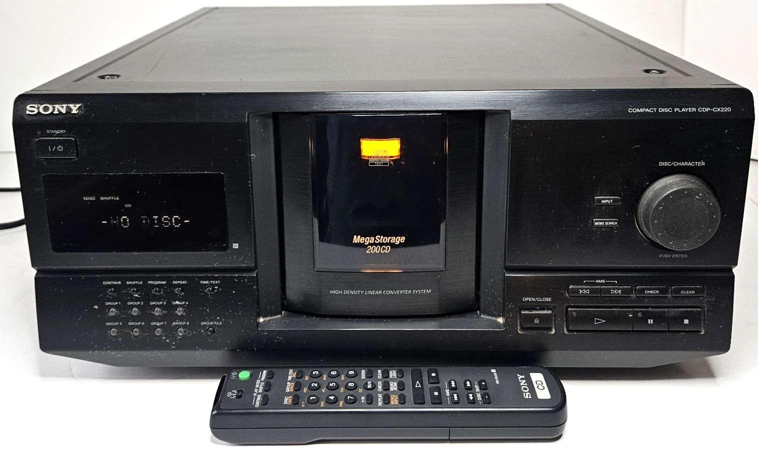 SONY CDP-CX220 Compact Disk MEGA STORAGE 200 CD PLAYER w/REMOTE, Vintage TESTED
