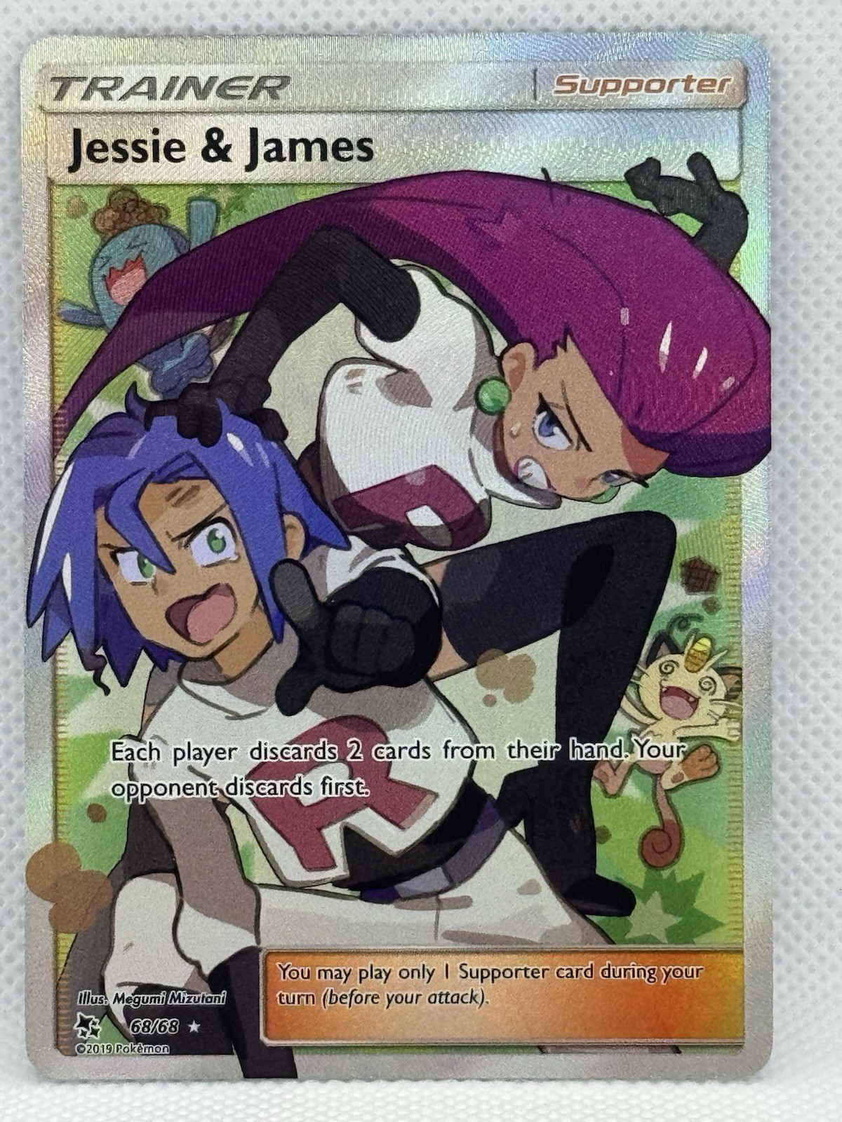 Pokémon TCG Hidden Fates Jessie and James Full Art Trainer Trading Card 68/68 NM