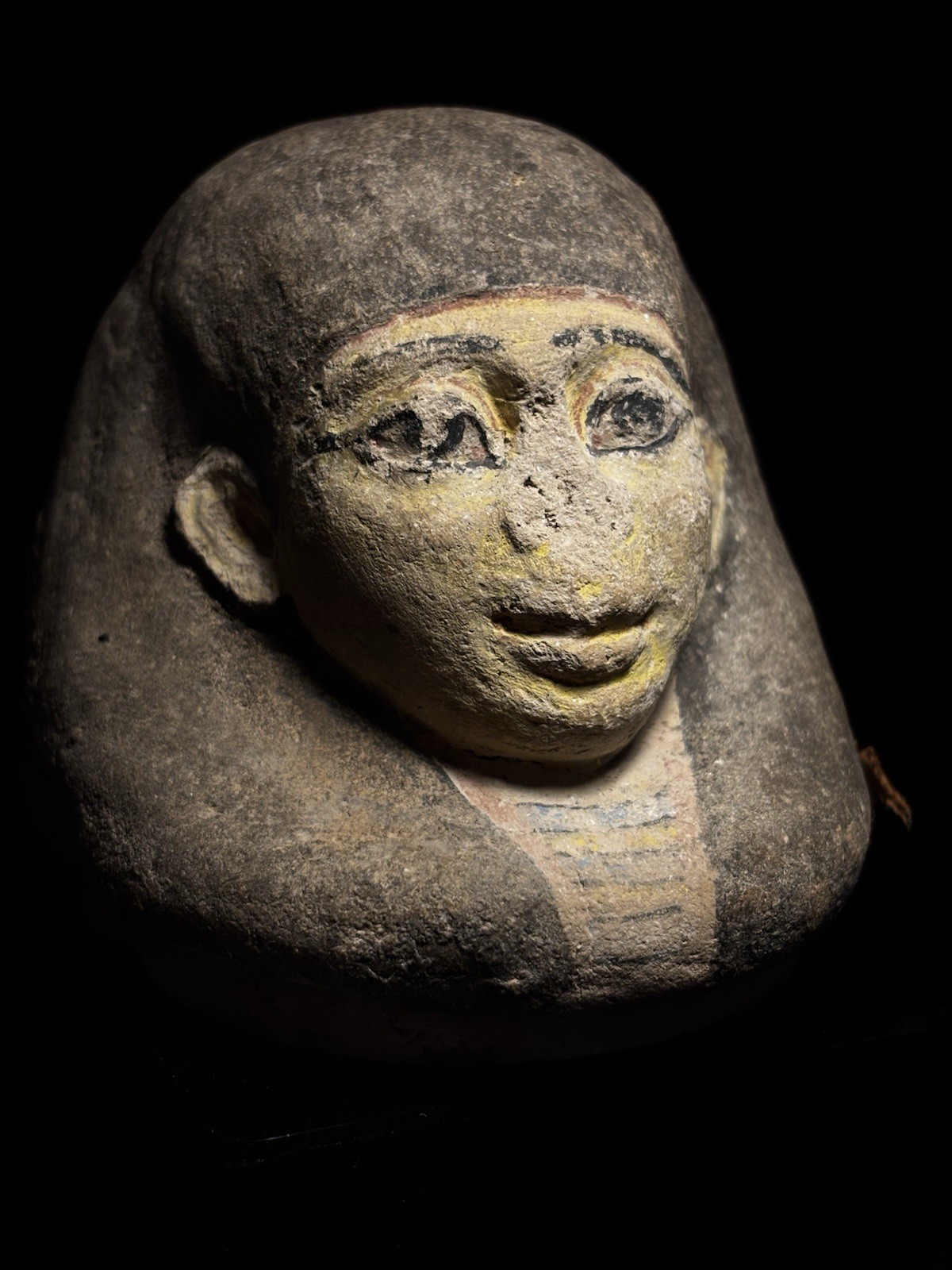 Genuine Ancient Egyptian Human Headed Canopic Jar Lid from New Kingdom period