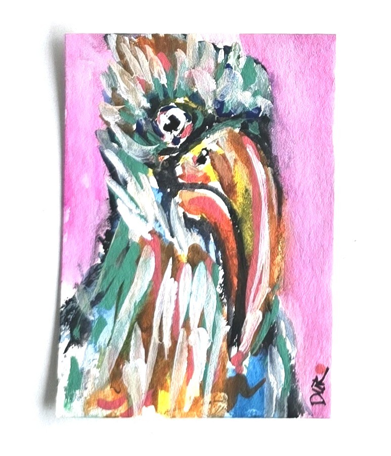Original ACEO Wildlife Bird Fauna Tropical Miniature Dulce Maria Rico  \