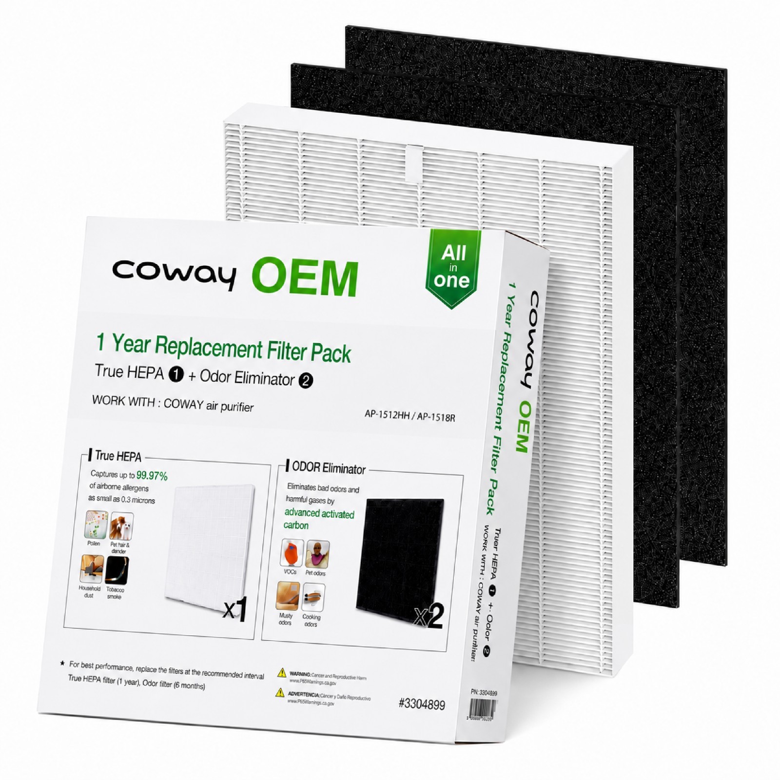 PureAir Replacement HEPA Filter, Compatible with Coway Airmega AP-1512HH & 200M
