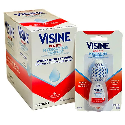 VISINE Red Eye Hydrating Comfort Lubricant (8ml) 0.28oz on the go 6 Pack 2028