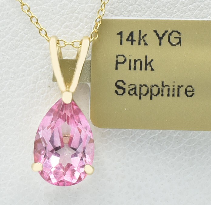 GENUINE 1.87 Cts PINK SAPPHIRE PENDANT SOLID 14K GOLD - Free Appraisal Service