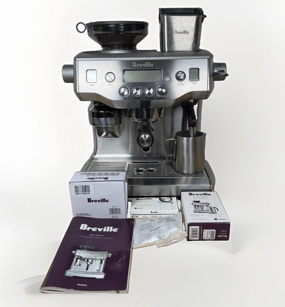Breville Oracle BES980XL Dual Boiler Espresso Machine Grinder Stainless Steel