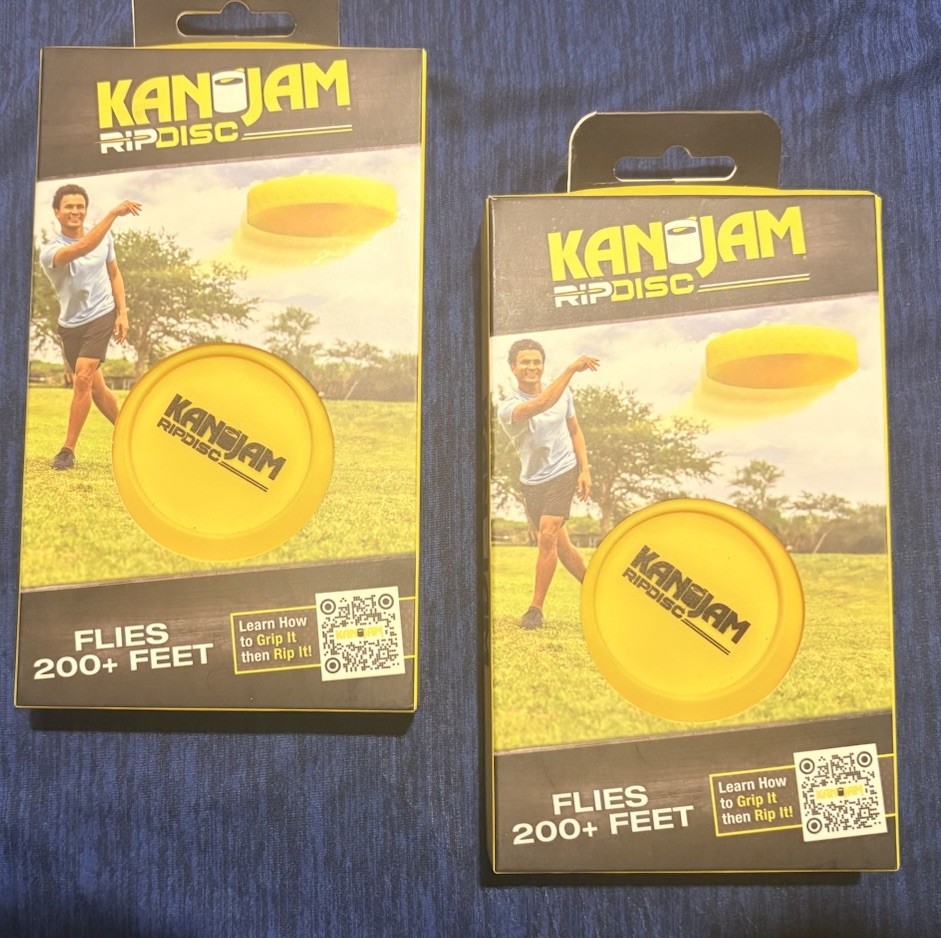 2 x BNIB KanJam RipDisk  Official KanJam Yellow Disc Glies 200+ Feet