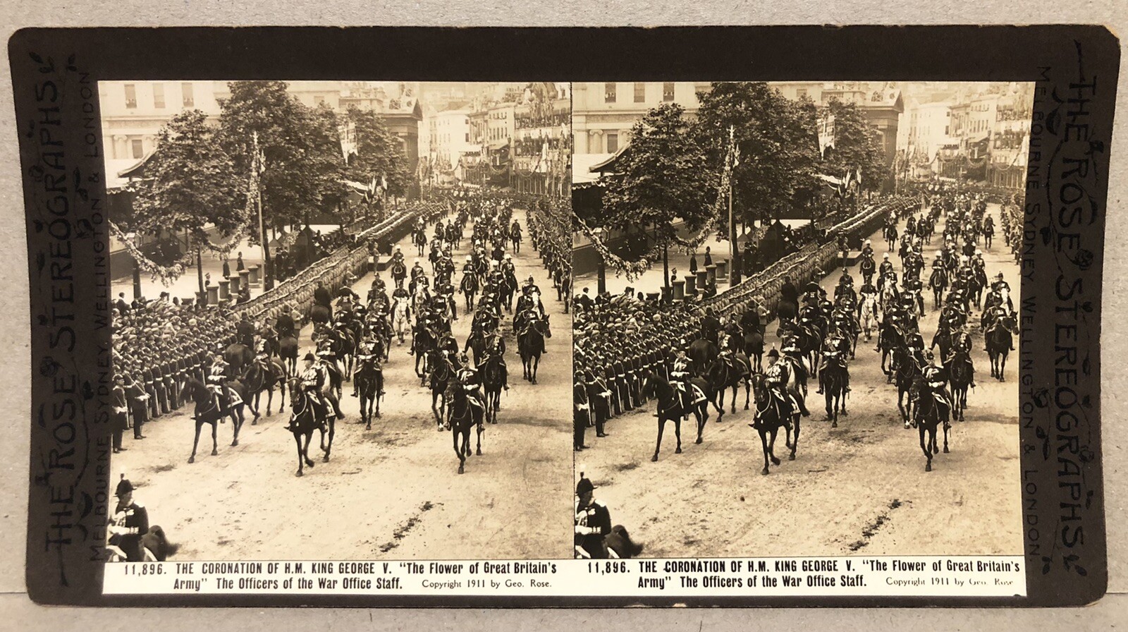 GEORGE ROSE STEREOVIEW 11896 Coronation Of HM King George V. War Office Staff.