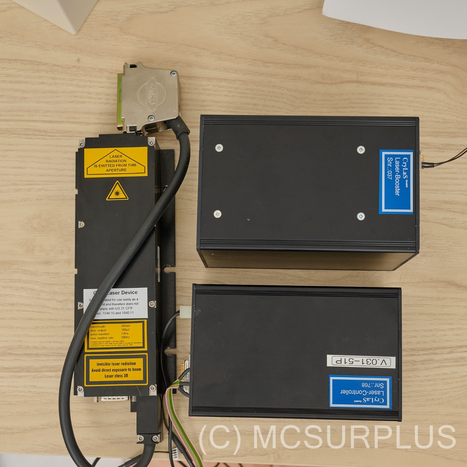 355nm CryLas Germany FTSS 355-50 diode-pumped laser, with controller, working