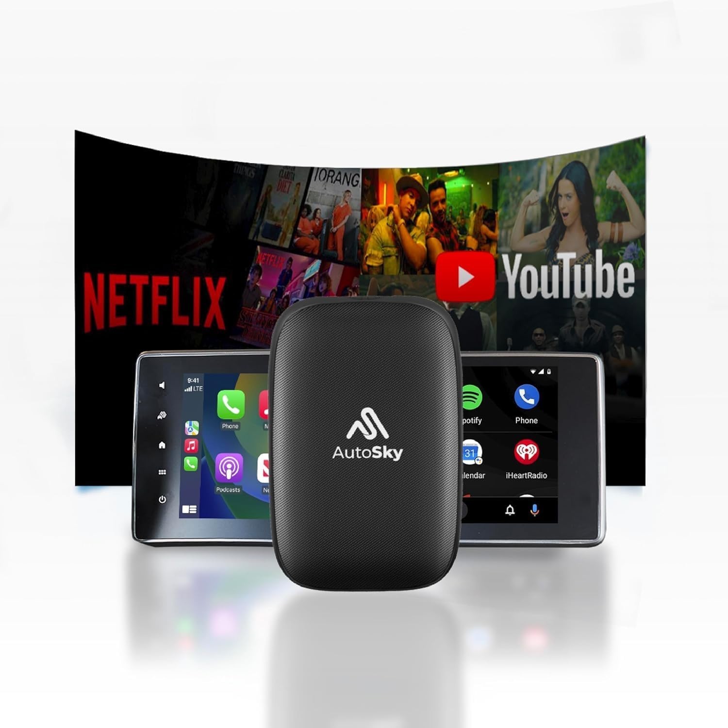 AutoSky AI Box Flex Wireless CarPlay & Android Auto, Disney+, Prime Video