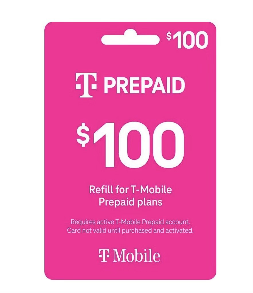 T-Mobile $100.00 Prepaid Refill Top-Up Recharge Fast Direct Online Refill