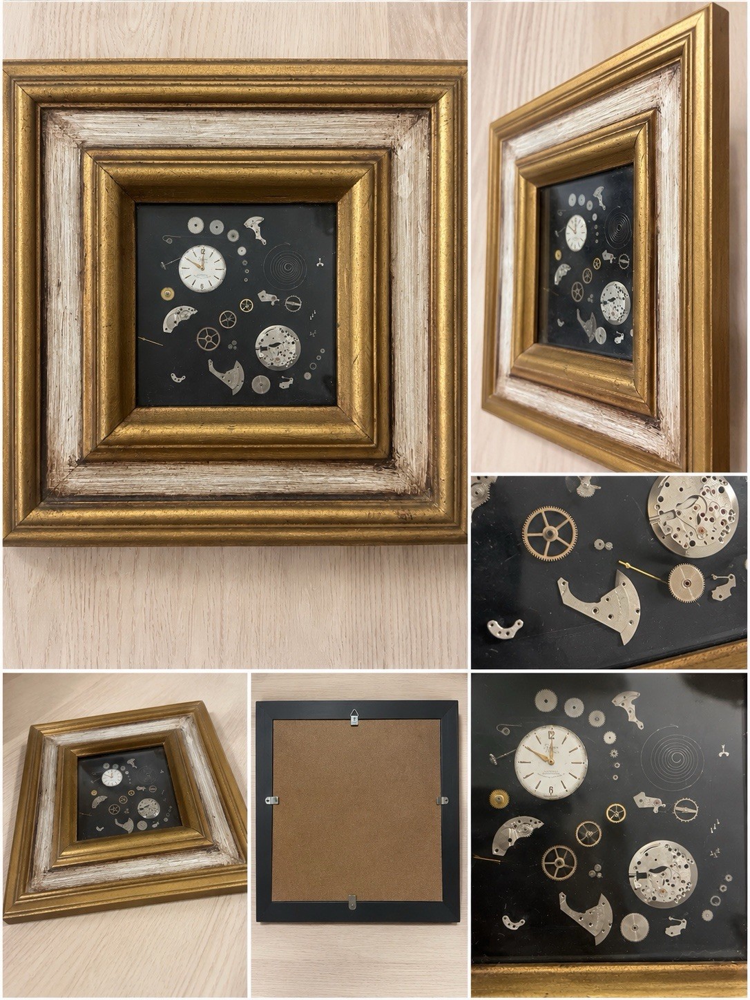 Vintage Watch Parts Shadow Box Art Framed Mechanical Timepiece Steampunk Decor