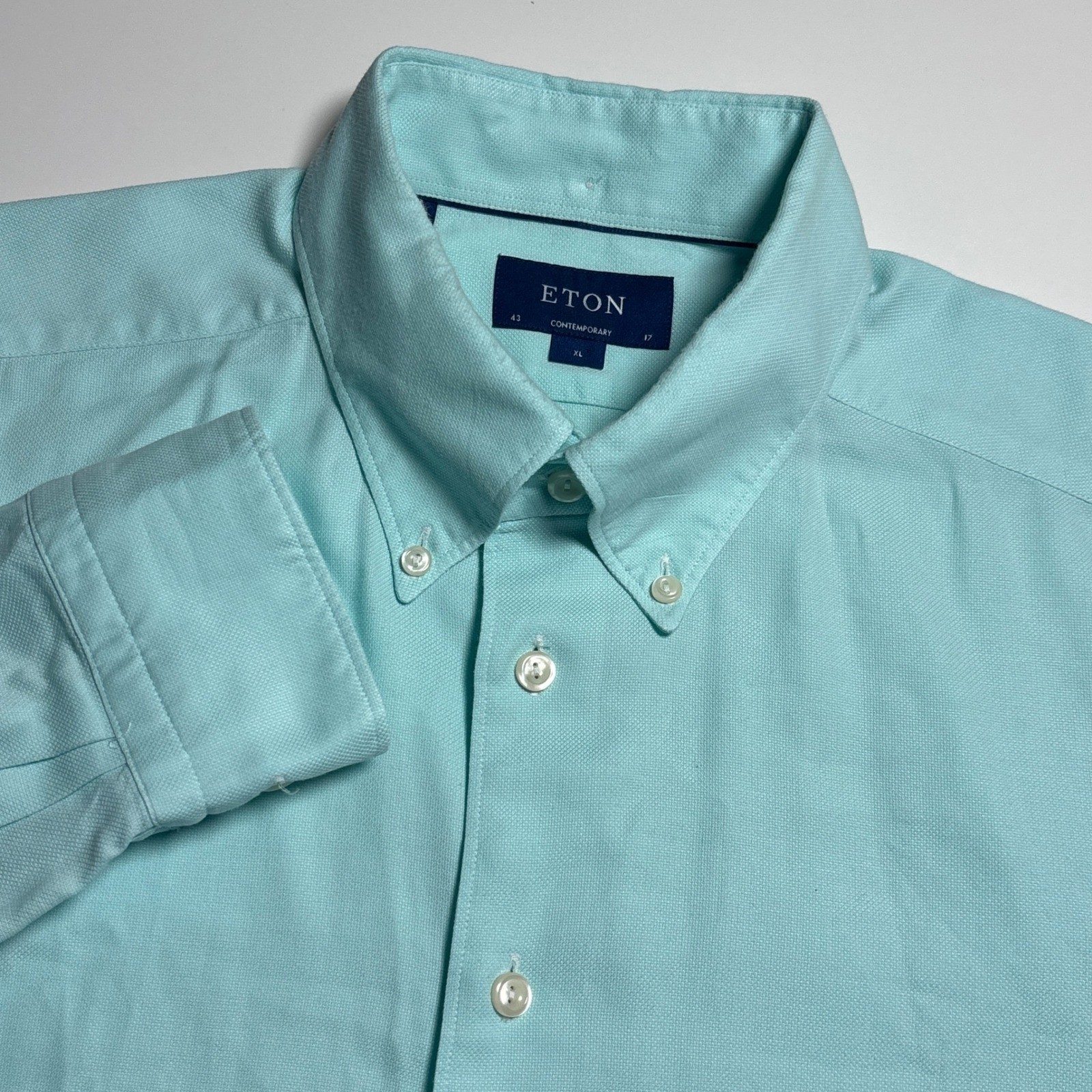 Eton Contemporary Fit Royal Oxford Mens XL Light Teal Tencel Shirt