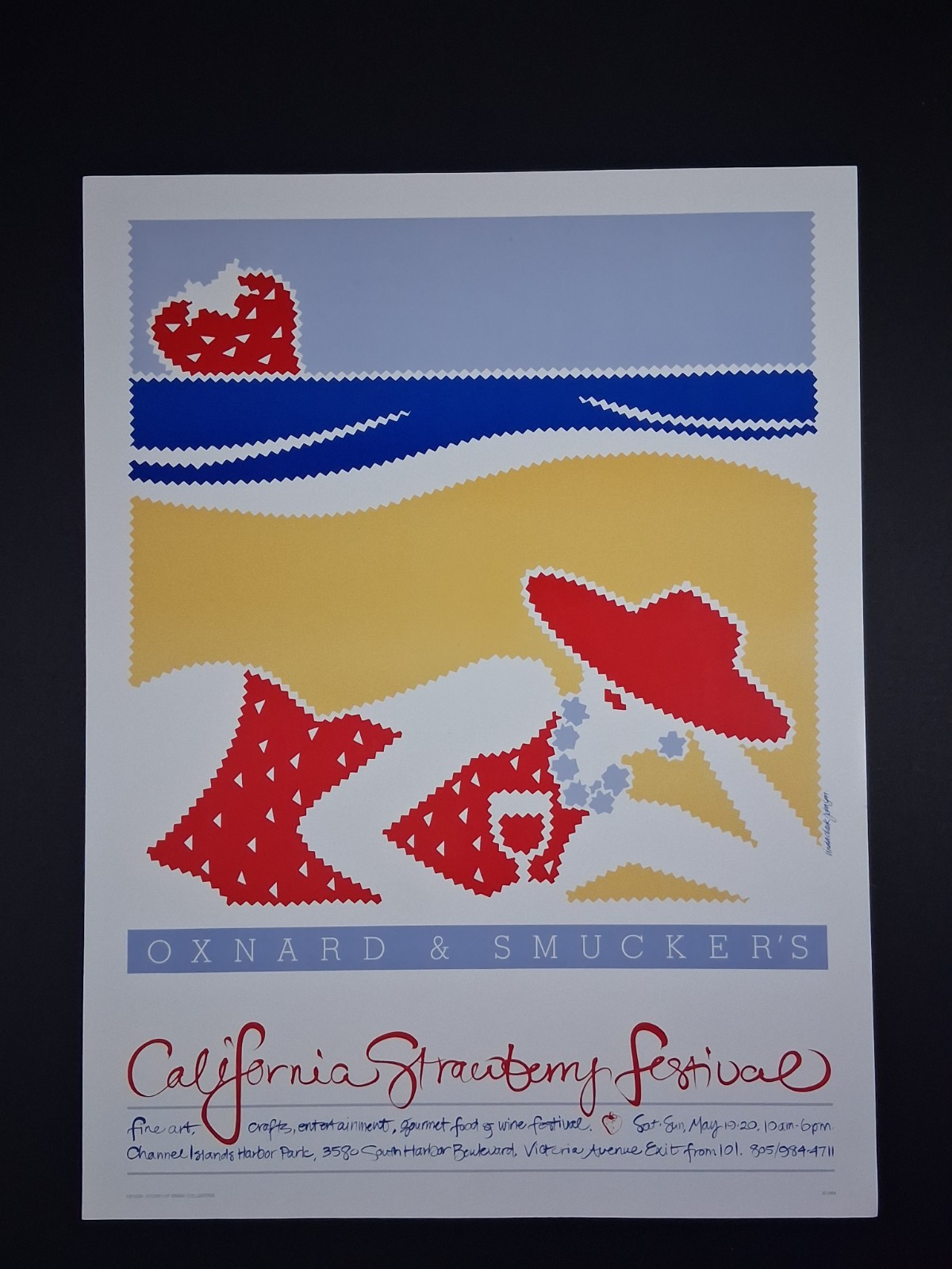 1984 California Strawberry Festival Poster Oxnard CA Vintage 18x24 Art