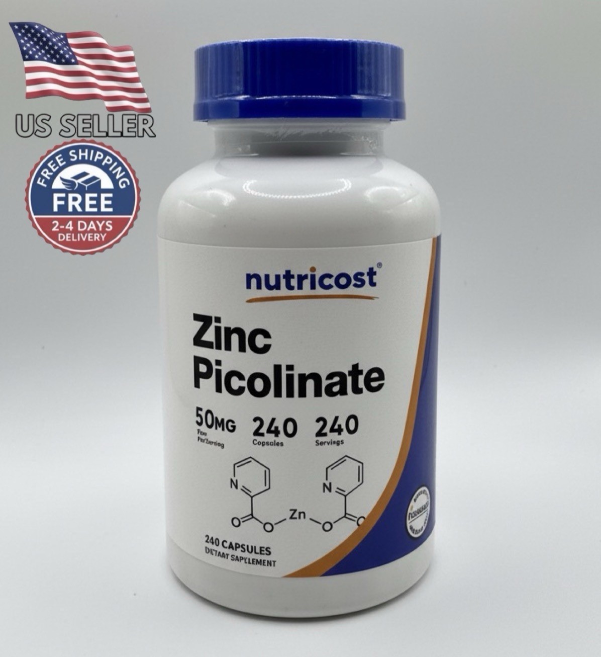 Nutricost Zinc Picolinate 50mg, 240 Veggie Capsules, 240 Servings | Non-GMO