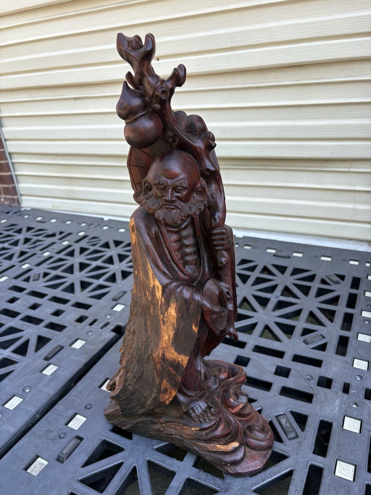 Huge Antique Carved Chinese Wooden Sculpture of a Wiseman (24