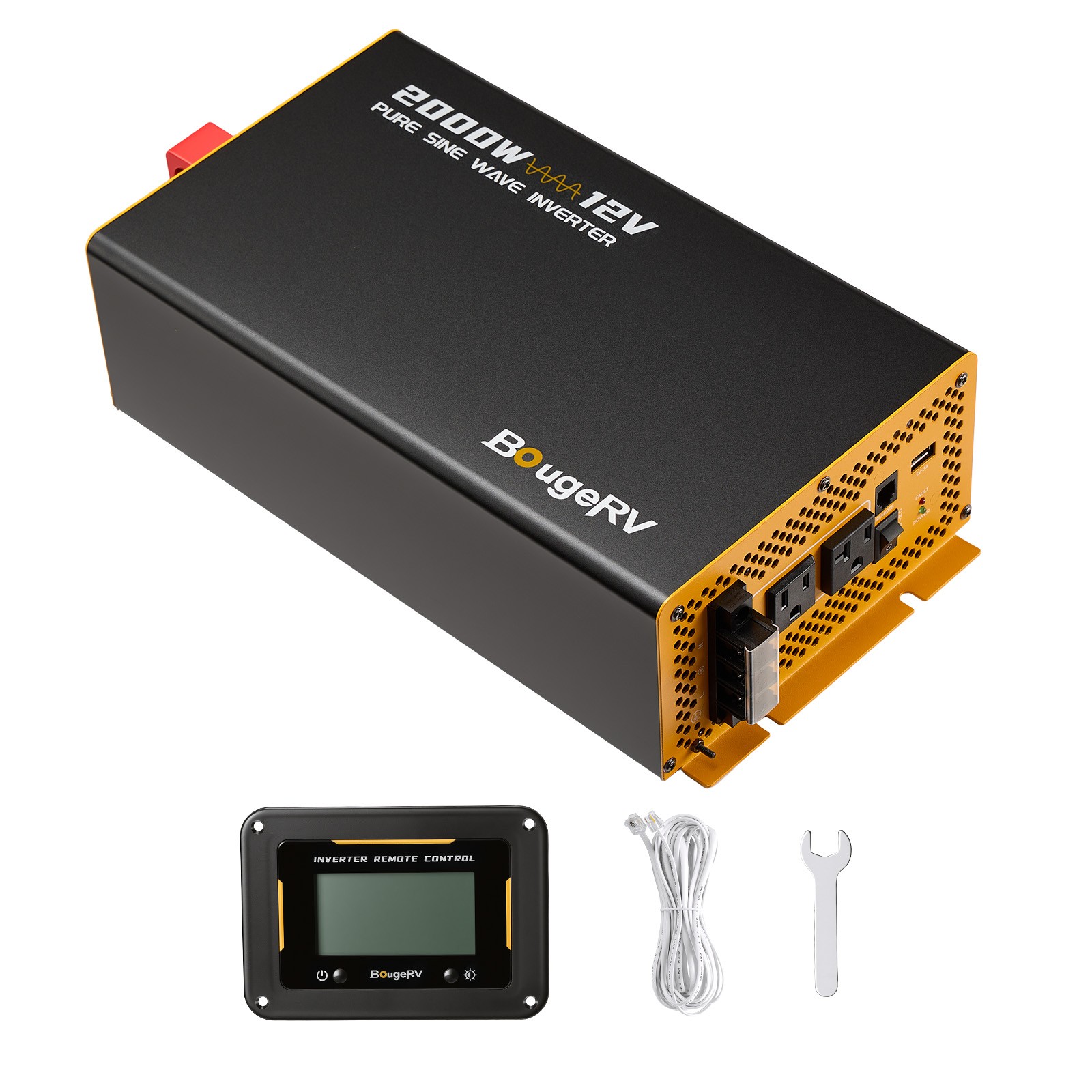 BougeRV 2000W Pure Sine Wave Power Inverter Solar Convert Backup Power for RV