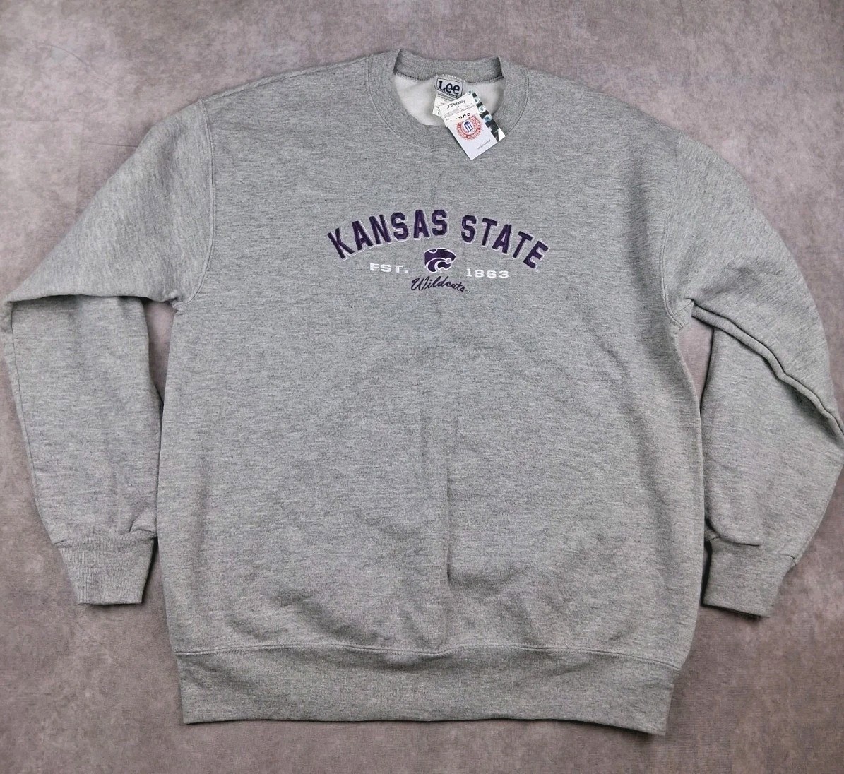 VINTAGE Kansas State Wildcats Sweater Mens Large Gray Lee Crew Neck KSU NEW