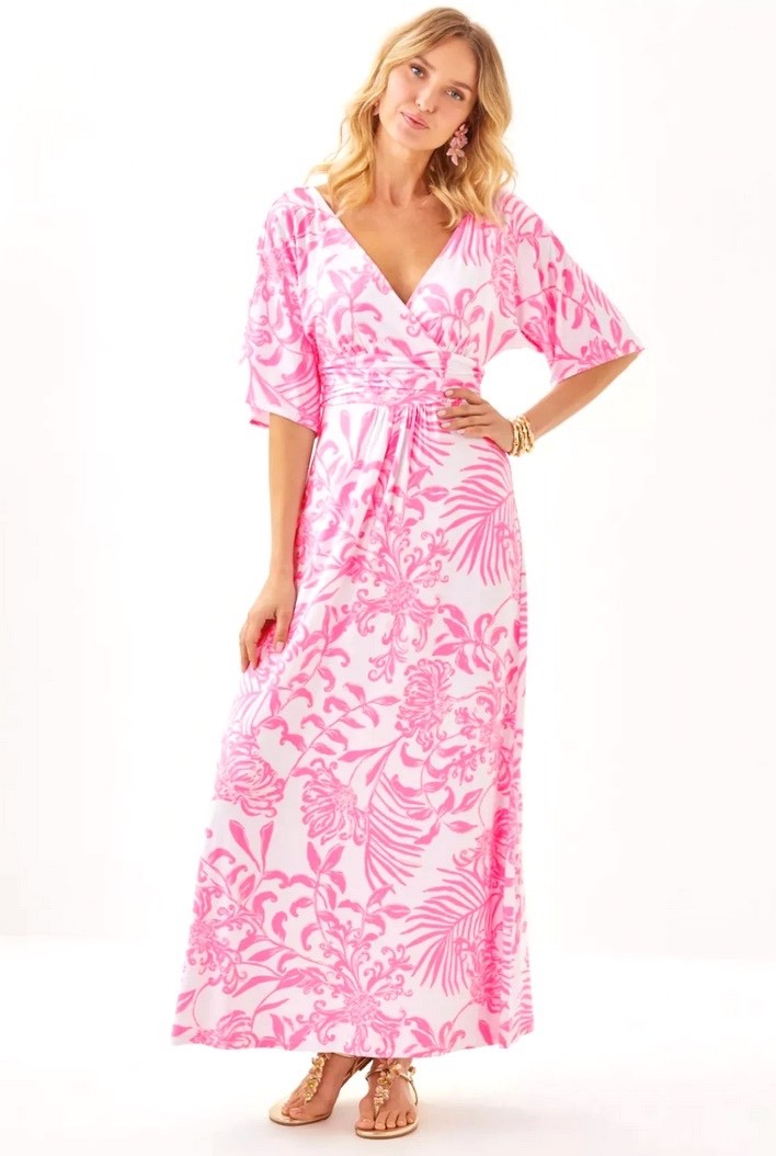 Lilly Pulitzer Rousseau Parigi Pink White Maxi Dress NWT Size Medium Lilly Pulitzer Rousseau Parigi Pink White Maxi Dress NWT Size Medium