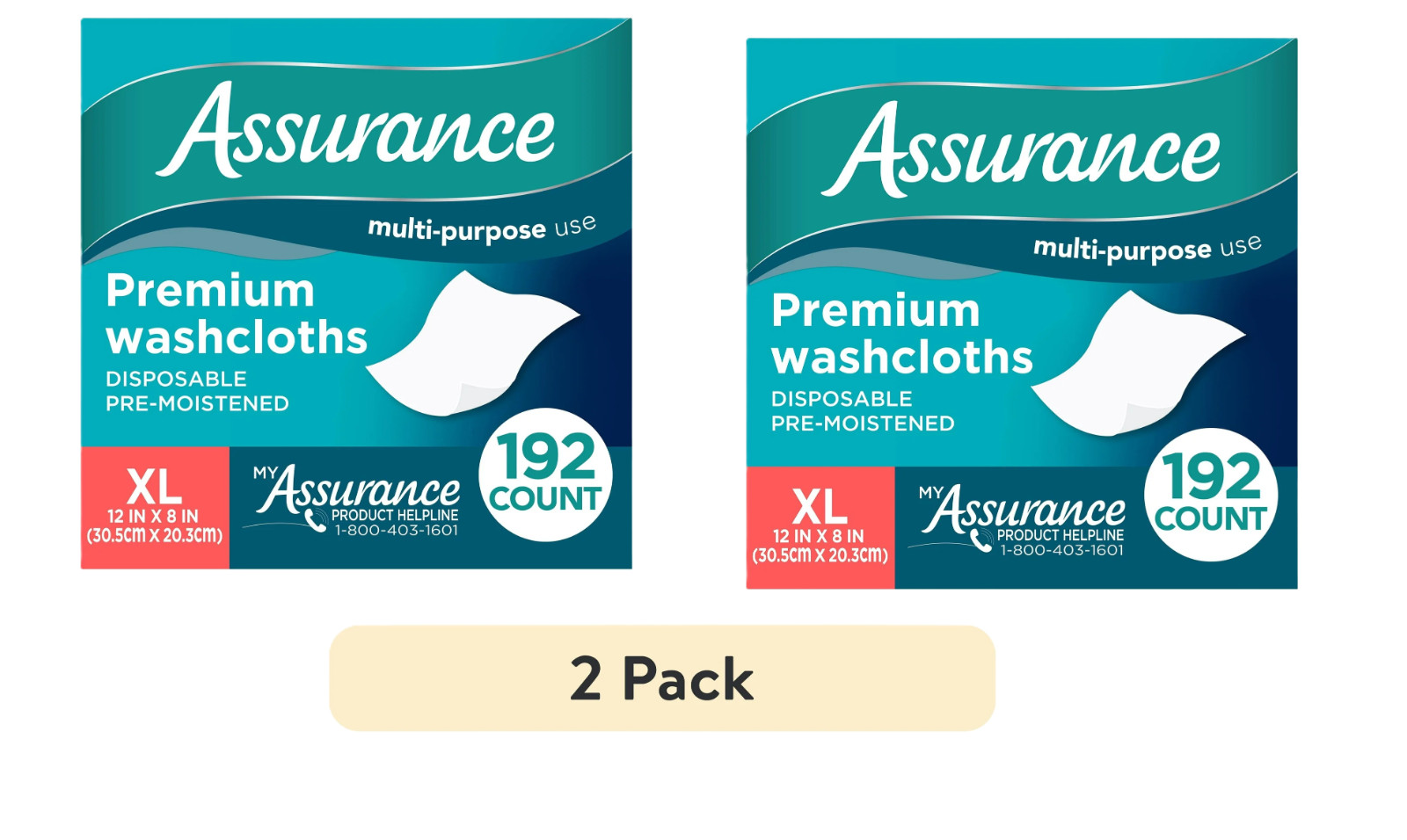 (2 PACK) Premium Disposable Washcloths Pre-Moistened Body Wipes, 192 Count, XL