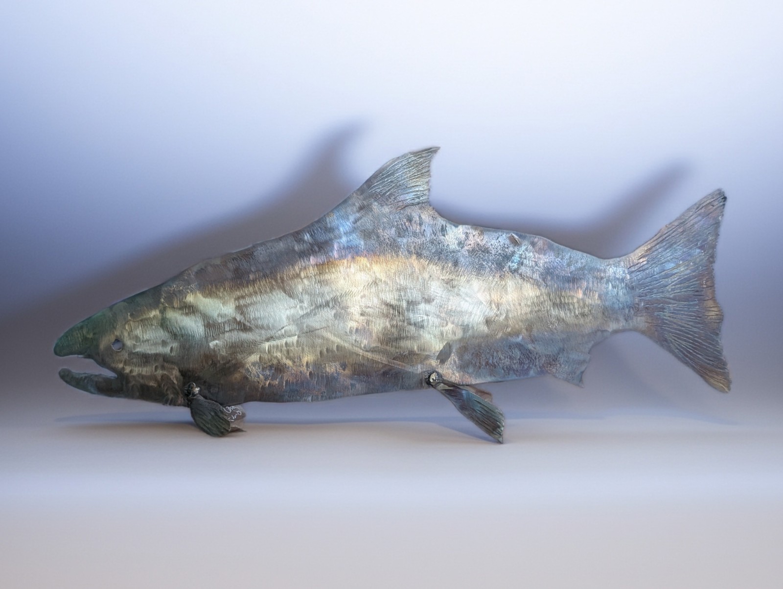 Original Pat Clark Metal Salmon Sculpture – 21