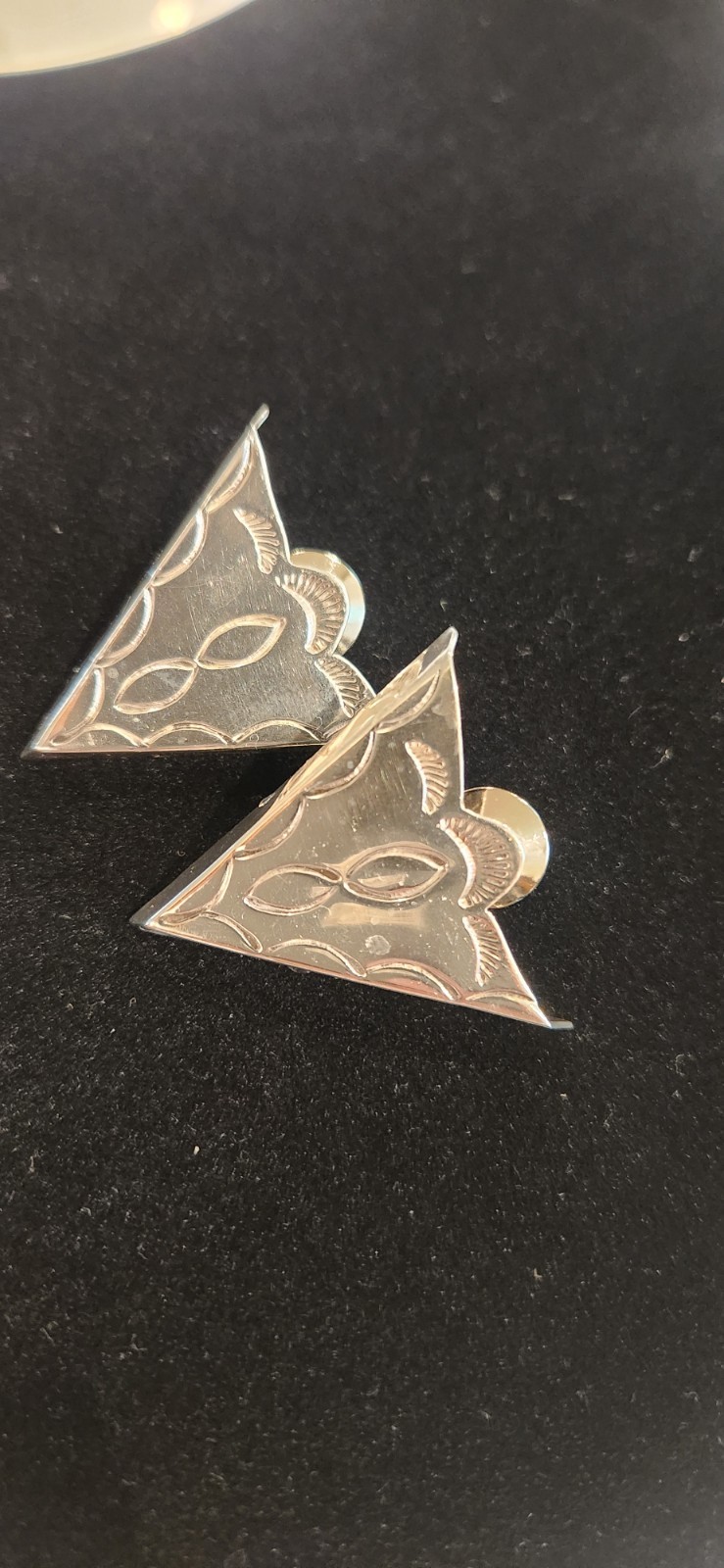 Sterling Silver Western Collar Tips Hand Stamped Southwestern Shirt Collar Corne