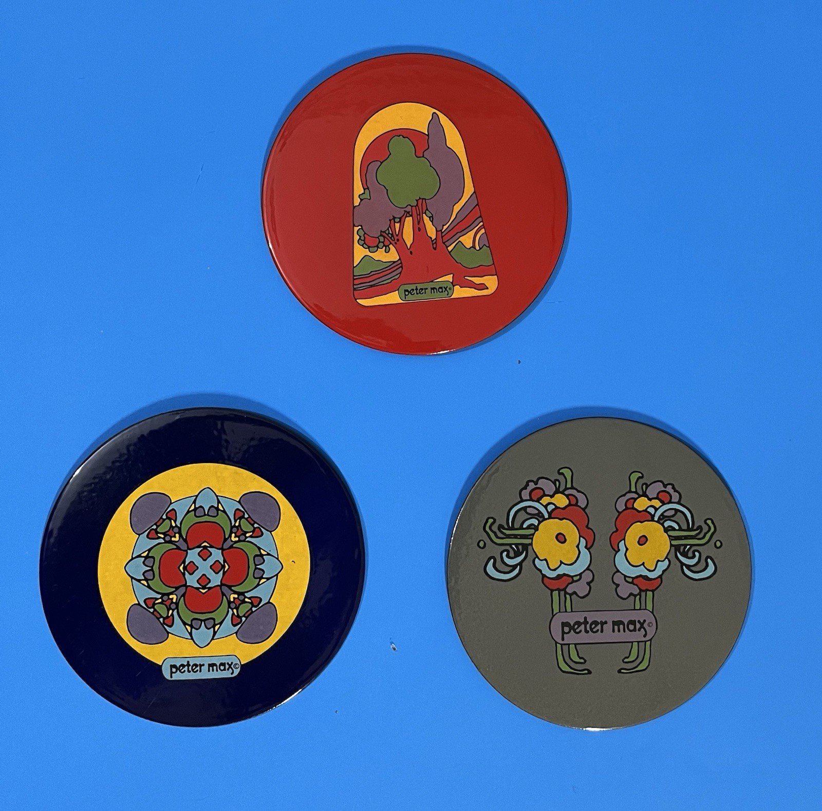 Set Of 3 Vintage PETER MAX Enamel Hot Plates Ernest Sohn