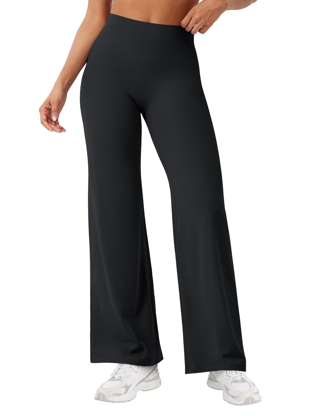 YEOREO Women\'s Black Workout Leggings No Front Seam Straight 29 High Waist 29\