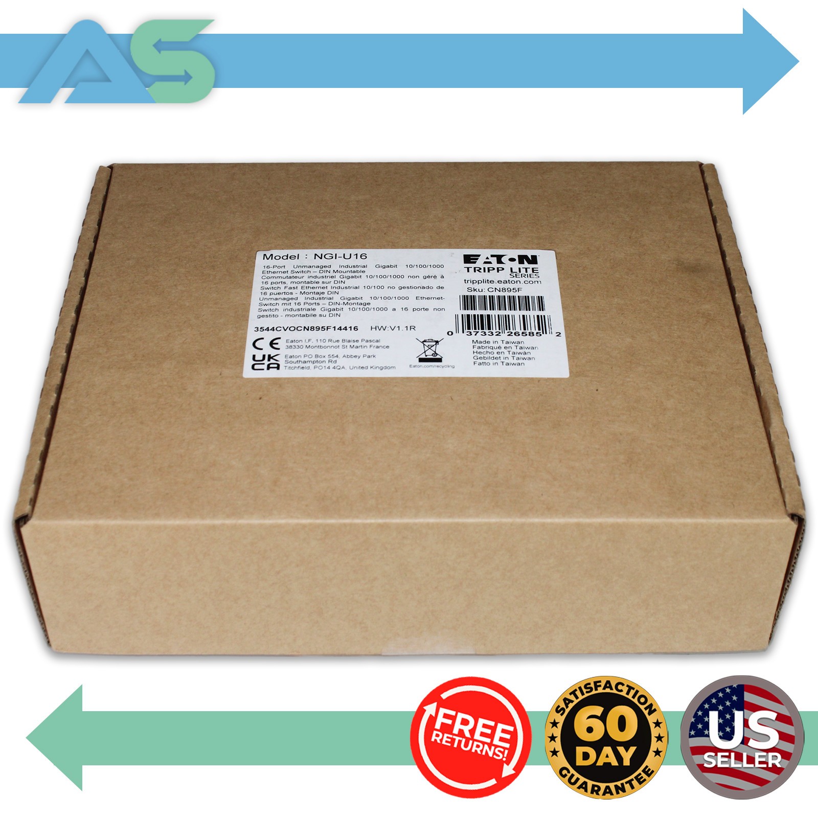 Eaton Tripp Lite NGI-U16 16-Port Industrial Gigabit Ethernet Switch DIN Rail