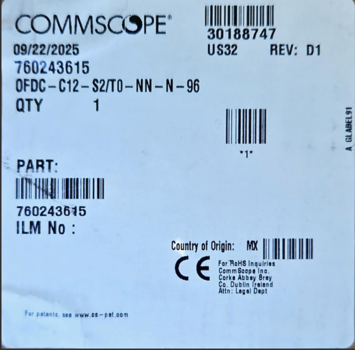 CommScope 760243615 OFDC-C12 Fiber Splice Closure 12 SC/APC 96 Fiber NEW