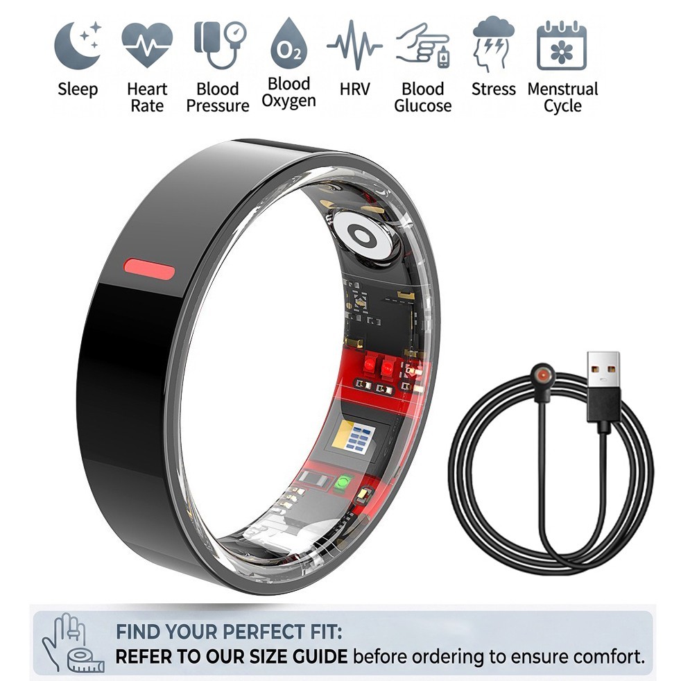 Gen-2 AI Smart Ring for Women Men Fitness Health Tracker Blood Glucose US Ship