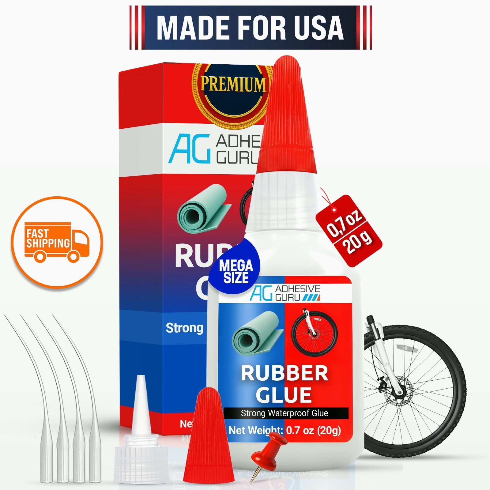 Adhesive Guru Rubber Glue (0.7 oz) - Heavy Duty Super Glue for Rubber,  Tires,