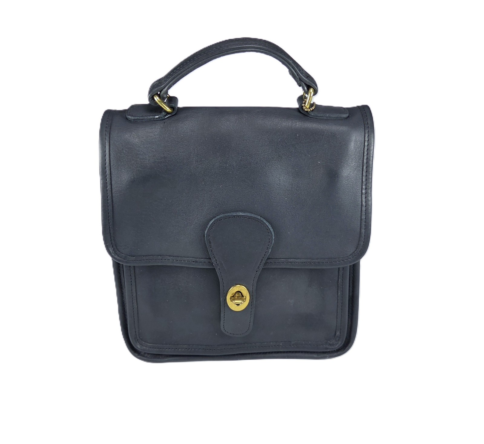 AUTH Vintage COACH Station Navy Blue Leather Top Handle Bag Purse No Strap 5130