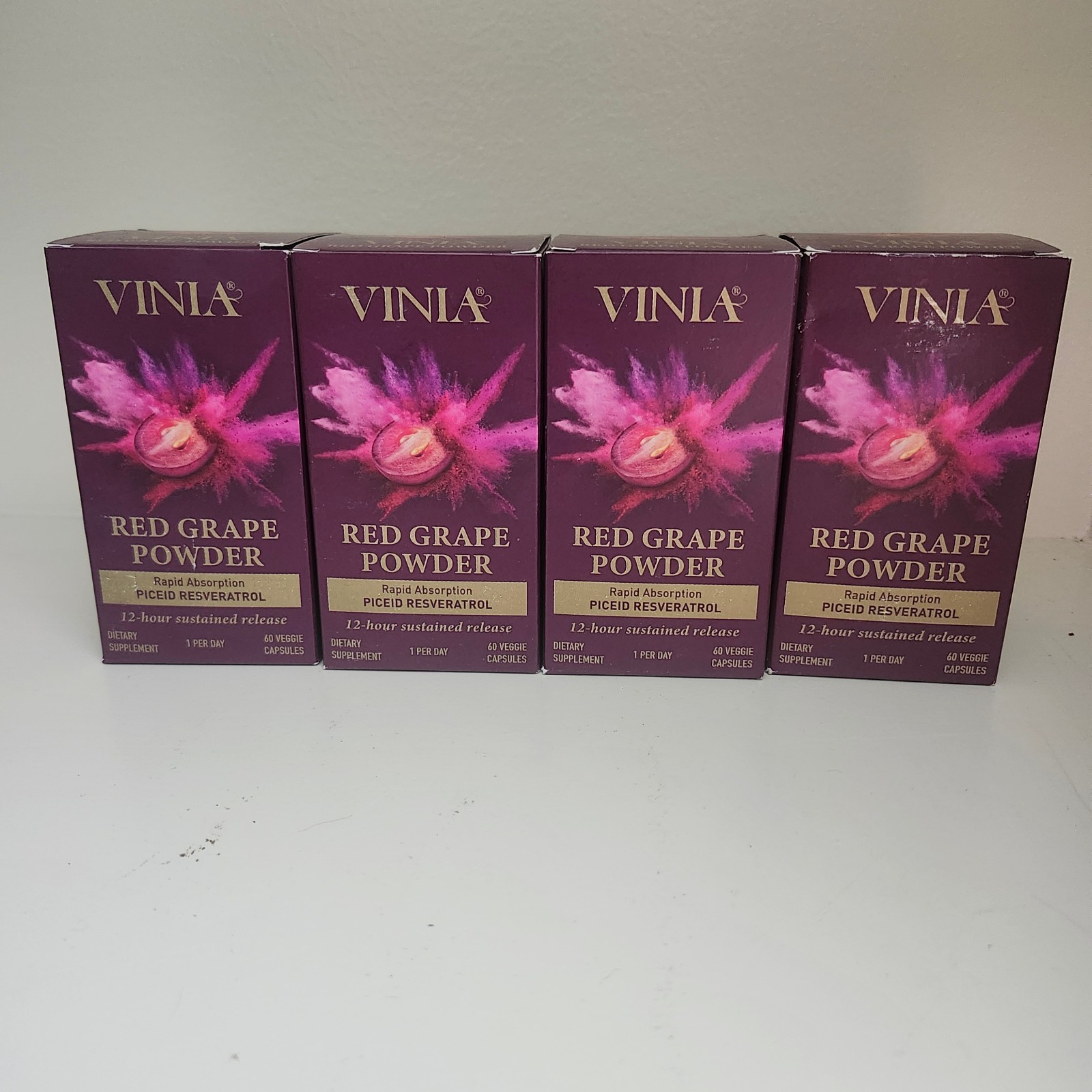 4 Bottles VINIA Red Grape Powder Capsules - 240 Capsules