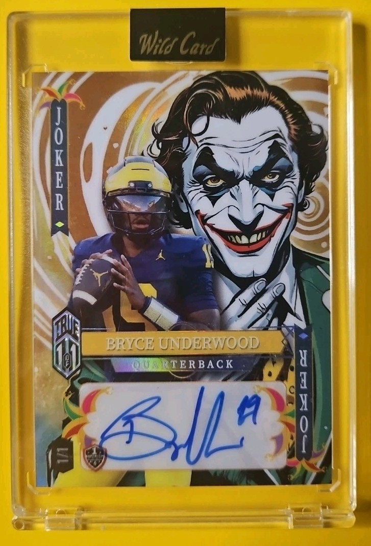 2025 WILD CARD RC FULL FACE JOKER TRUE 1/1 AUTO BRYCE UNDERWOOD MICHIGAN MINT 💰