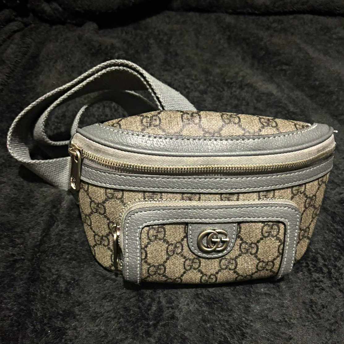 G Monogram Waist Pack Gray/Beige 5L Zip 3-Pocket Adjustable Strap G Monogram Waist Pack Gray/Beige 5L Zip 3-Pocket Adjustable Strap