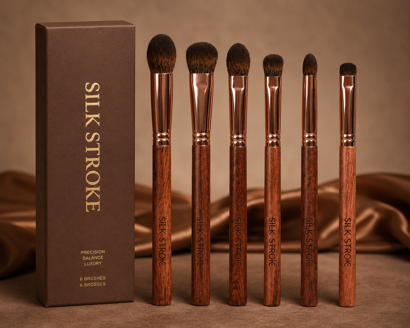 SILK STROKE 6PCS Luxury Squirrel Hair Eye Makeup Brush Set Ultra Soft Blending SILK STROKE 6PCS Luxury Squirrel Hair Eye Makeup Brush Set Ultra Soft Blending