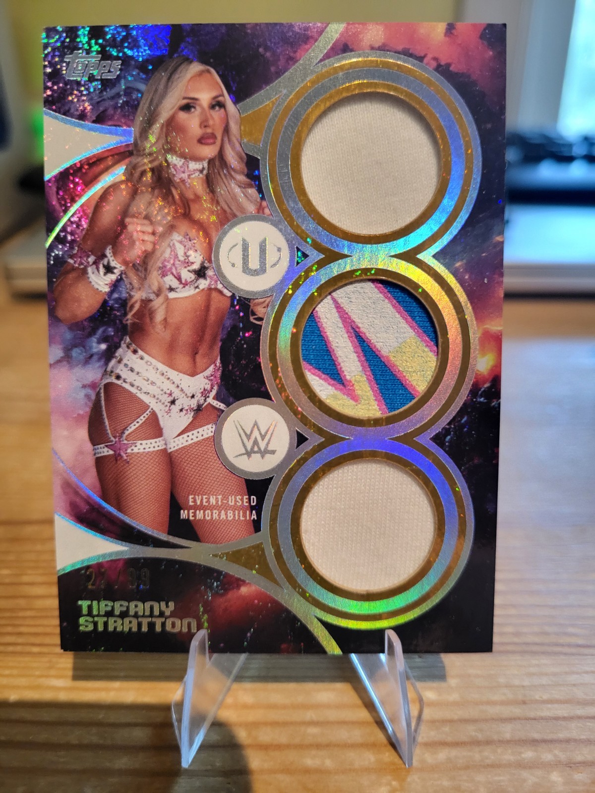 2026 Topps WWE Universe Tiffany Stratton  /99 Triple Relic STR-TS Event Worn 