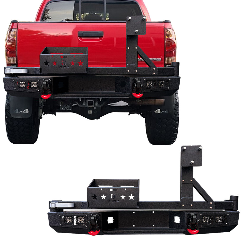 Vijay For 2005-2015 Toyota Tacoma Steel Rear Bumper W/Tire Carrier&LED Lights Vijay For 2005-2015 Toyota Tacoma Steel Rear Bumper W/Tire Carrier&LED Lights