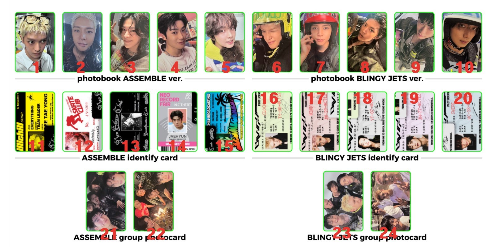 NCT 127 - ALBUM BLINGY Official Photocard KPOP TAEYONG JAEHYUN HAECHAN YUTA 엔시티
