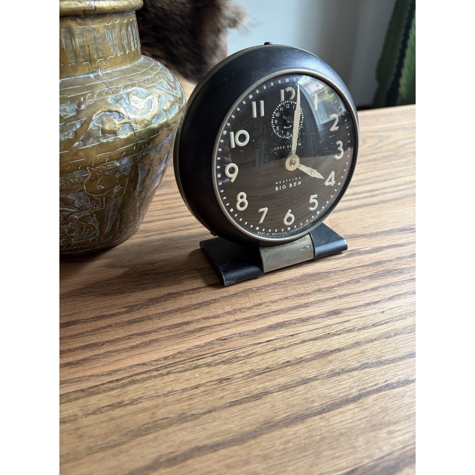 Vintage 1940s Westclox Big Ben Luminous Black Dial Style 5 'Loud Alarm' Clock