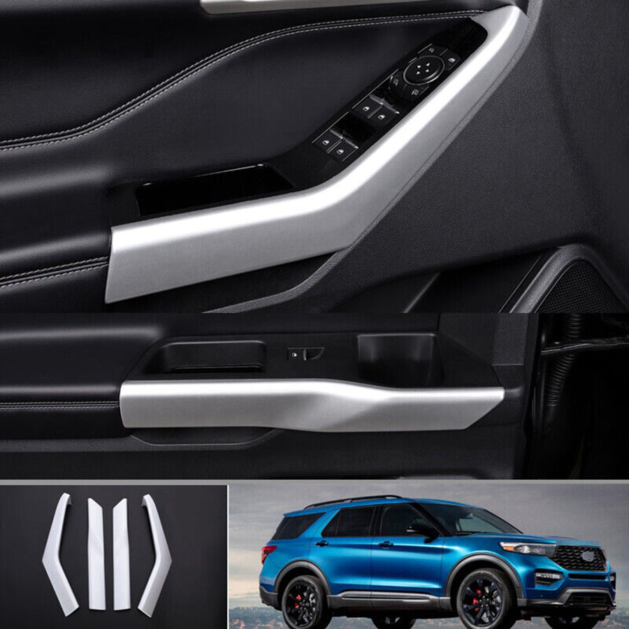 ABS Silver Inner Door Armrest Panel Strip Molding Trim For Ford Explorer 2020-23