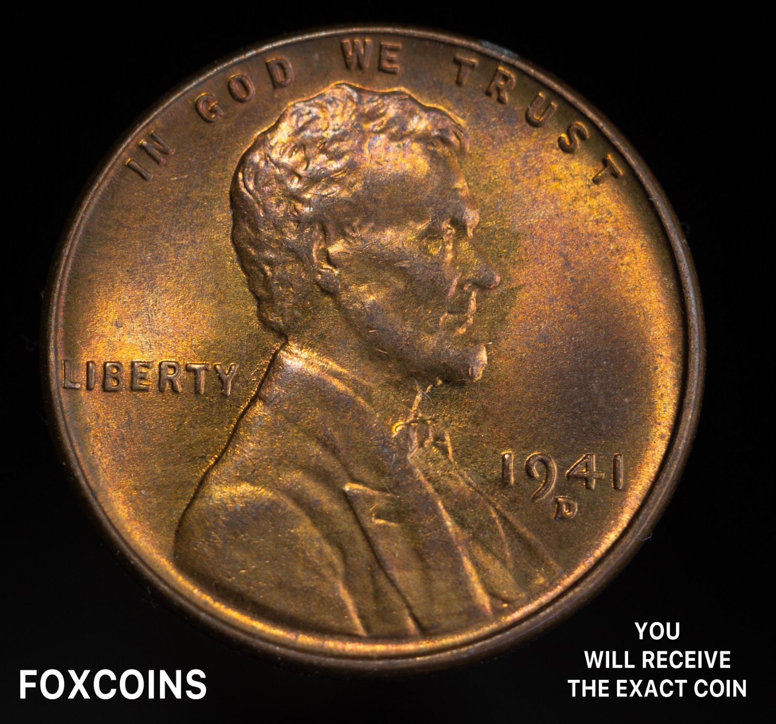 1941-D LINCOLN CENT, UNC CENT - You get the exact coin GEM BU 1941-D LINCOLN CENT, UNC CENT - You get the exact coin GEM BU