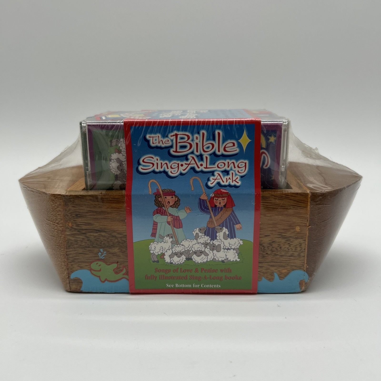 Vintage Noah’s Ark Bible Sing A Long 2 Cassette 2 Book Set Sealed In Wooden Ark