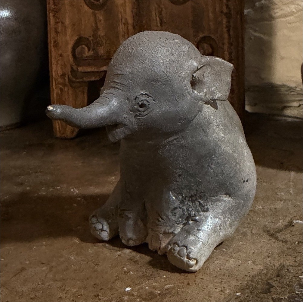 Japanese handmade ceramic elephant figurine 