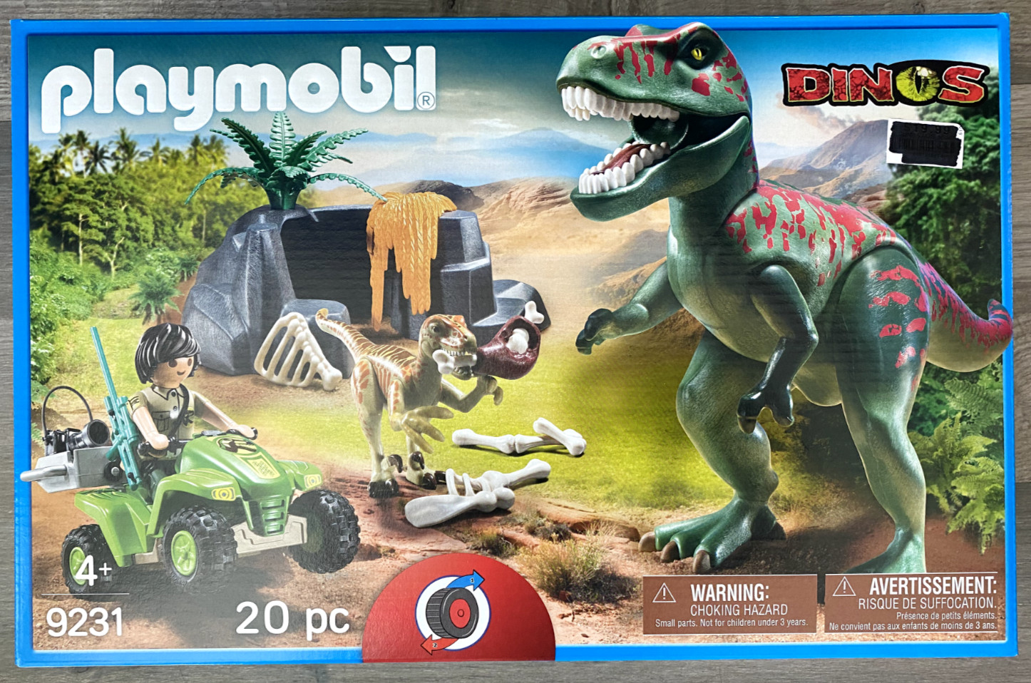 Playmobil Dinosaur Set T-Rex Deinonychus Explorer Quad Rock Bones Sealed 9231