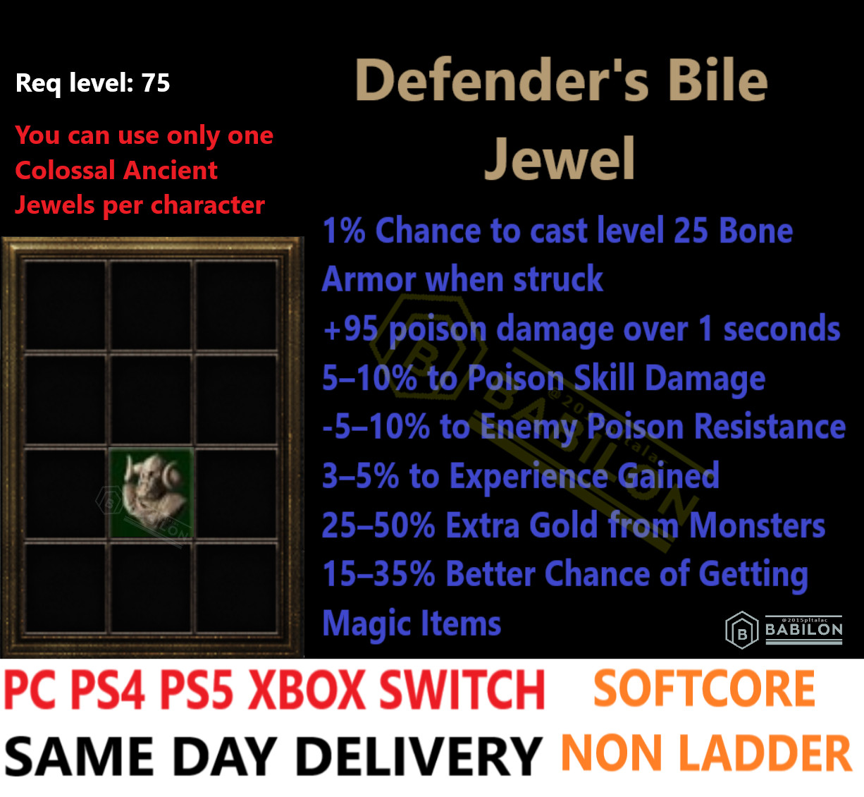 ✅ PC PS4 PS5 XBOX SWITCH✅ Colossal Ancient Jewels Diablo 2 Resurrected Items D2R