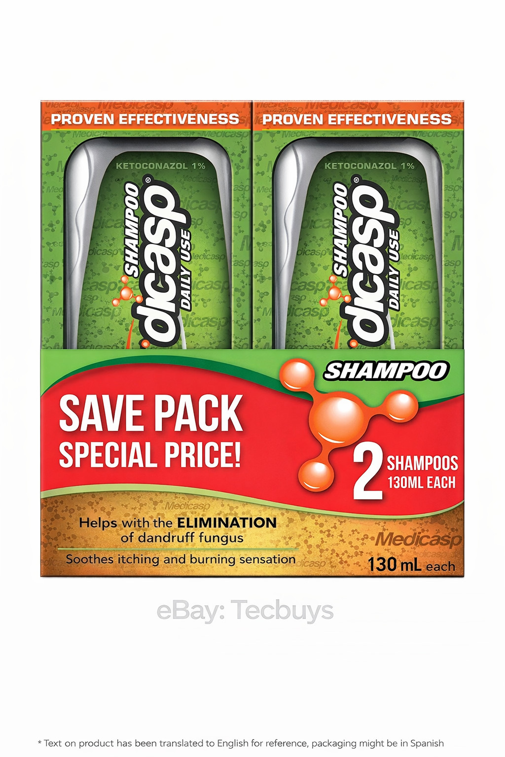 Medicasp Anti Dandruff Shampoo Caspa 2 Pack 130ml (4.4 fl oz) NEW USA Shipping Medicasp Anti Dandruff Shampoo Caspa 2 Pack 130ml (4.4 fl oz) NEW USA Shipping